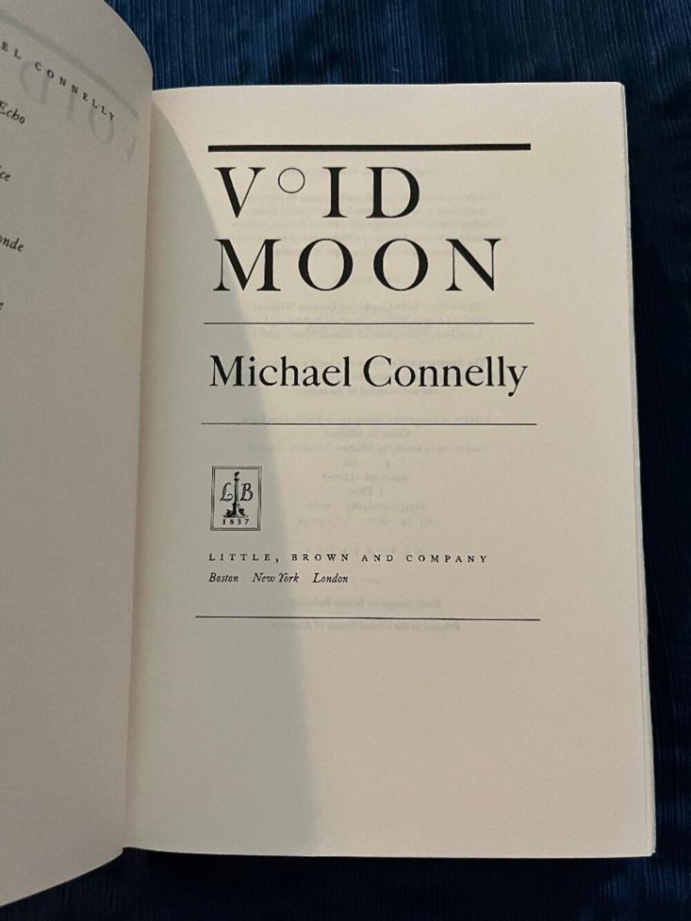 Void Moon by Michael Connelly - First Edition